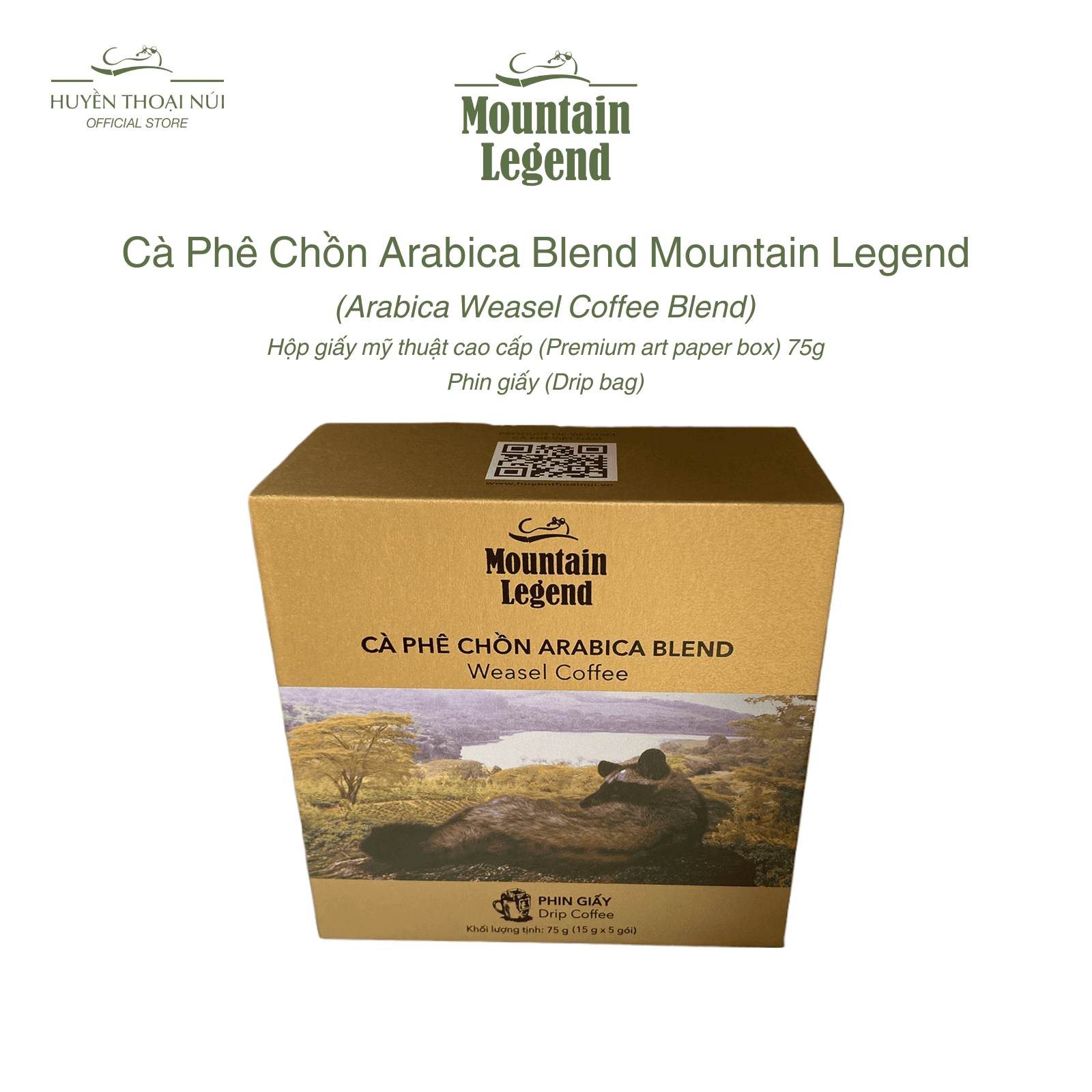 Cà Phê Chồn Arabica Blend Mountain Legend - Vị Ngọt Béo Tự Nhiên, Hương Hoa, Hậu Ngọt Sạch - Hộp 75g