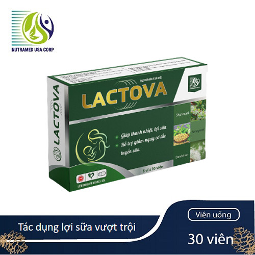 Viên uống lợi sữa LACTOVA - Tăng tiết sữa, thông tuyến sữa phụ nữ sau sinh - Nhà máy liên doanh với Medinej - USA và đạt chuẩn GMP - WHO