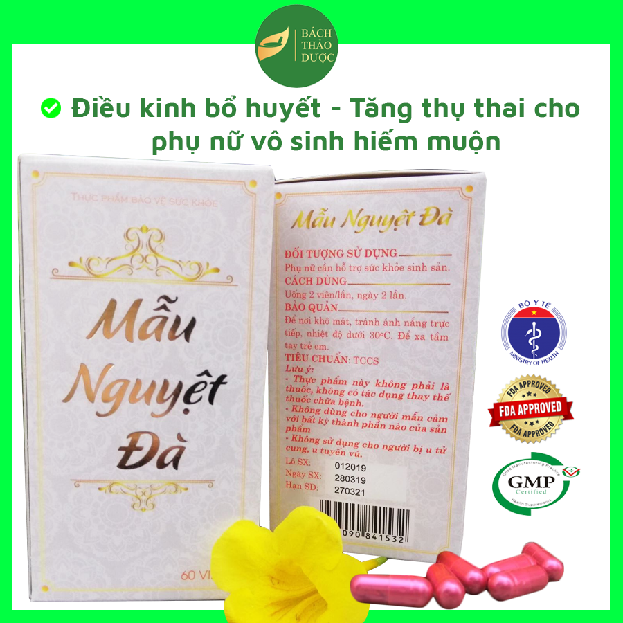 Mẫu Nguyệt Đà cho phụ nữ muộn con, tăng cường sức khoẻ sinh sản, hỗ trợ giảm đau bụng, kinh không đều vô sinh nữ