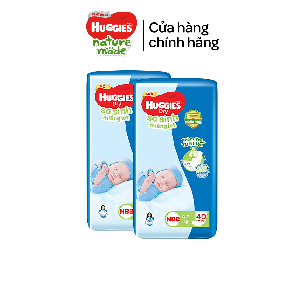 Combo 2 Miếng lót sơ sinh Huggies Tràm Trà Newborn 2 N40/N60