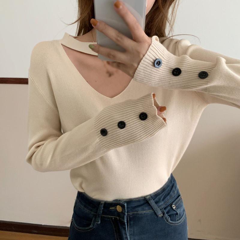 Áo Len Tay Dài Cổ Chữ V Form Rộng Phong Cách Retro