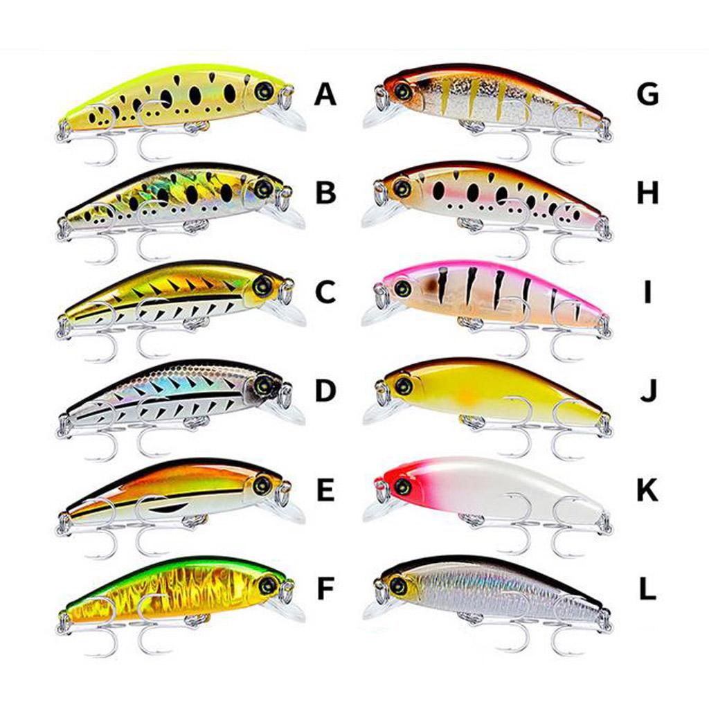 Minnow Fishing Lure 3D Eyes Crankbait Hard Bait with Treble Hook Type 1