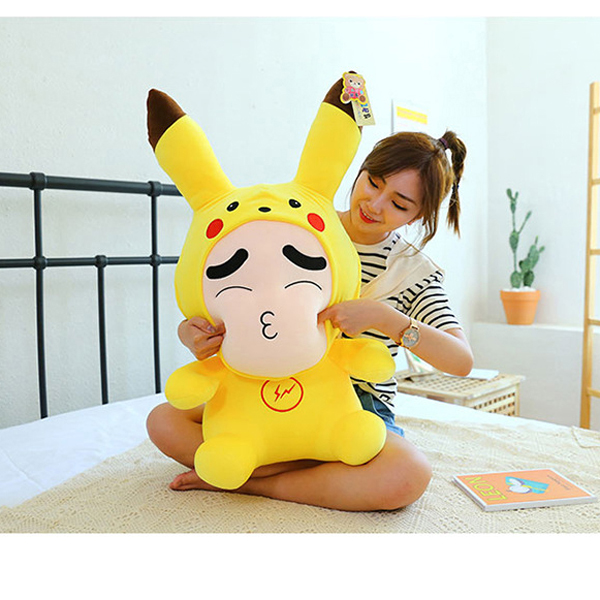 Gấu Bông Shin Cosplay Pikachu GB301 (Tặng 1 Móc Khóa Dây Da Pu Đính Đá Màu Ngẫu Nhiên)