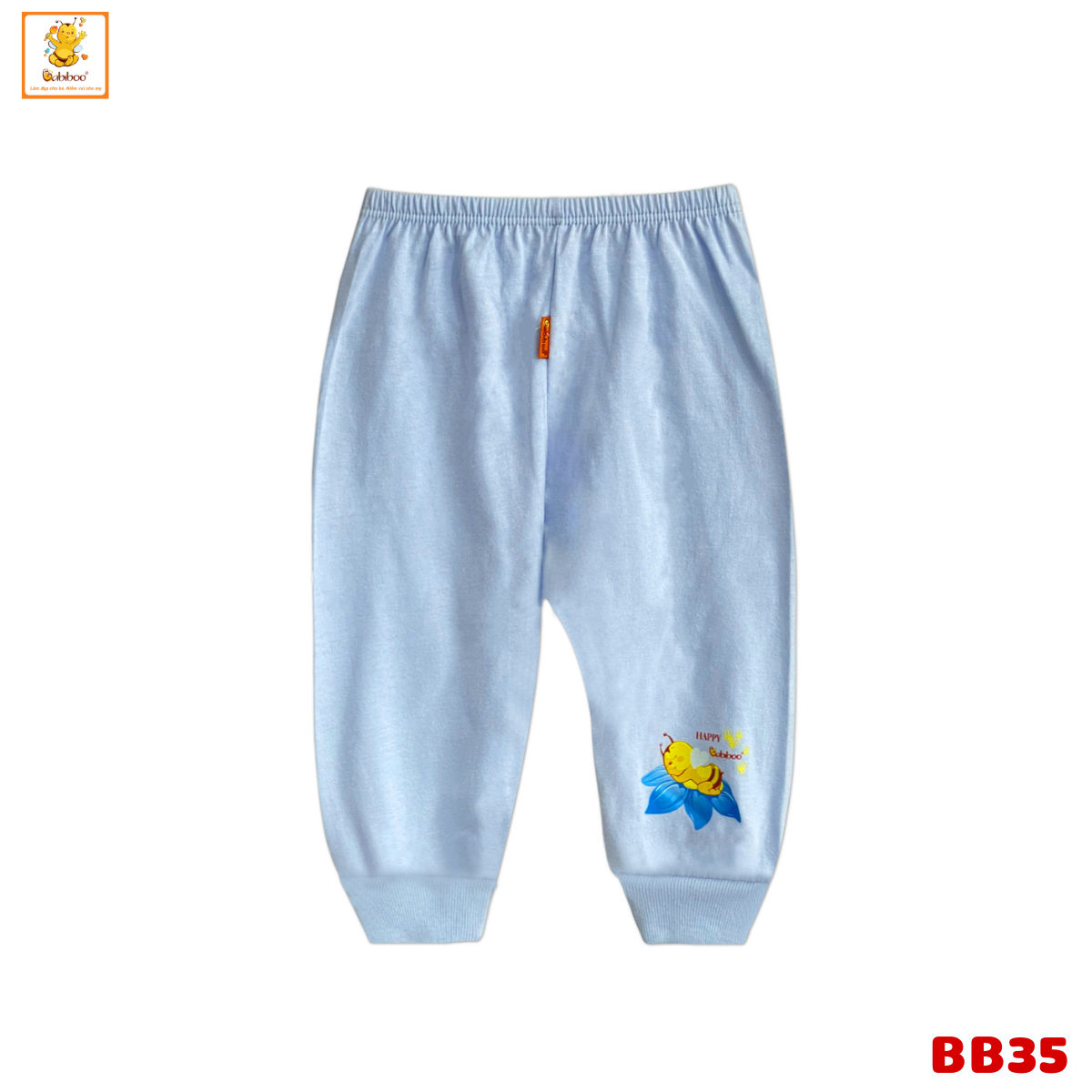 Quần dài cho bé Babiboo quần dài sơ sinh đáy bỉm chất cotton tự nhiên, thấm hút tốt BB35