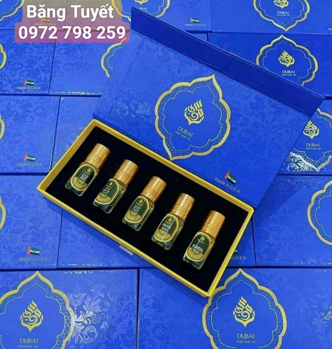 Set 5 chai tinh dầu nước hoa Du bai dạng lăn chính hãng