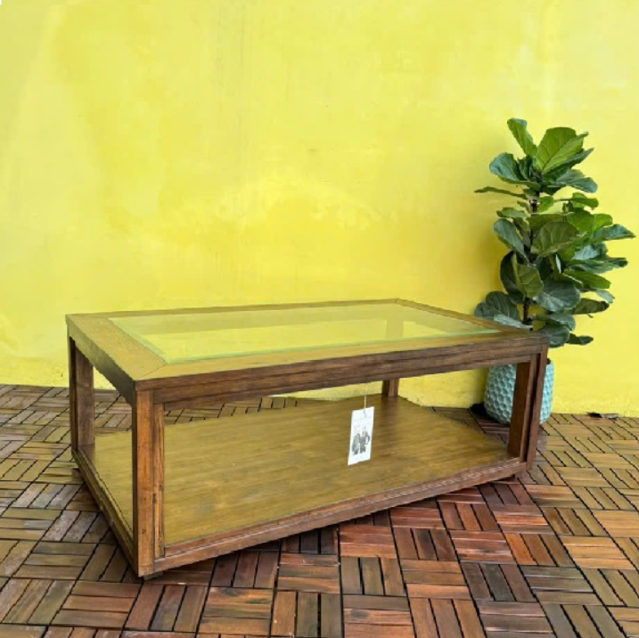 Bàn sofa 2 tầng mặt kính cường lực SM13CT Juno Sofa KT 132 x 76 x 48cm