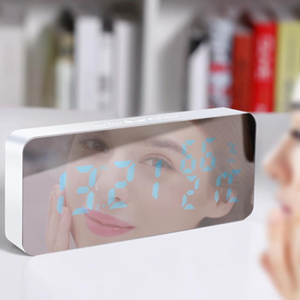 Đồng hồ báo thức mặt gương kỹ thuật số 115 RGB, 3 chế độ hiển thị thời gian, điều khiển bằng giọng nói