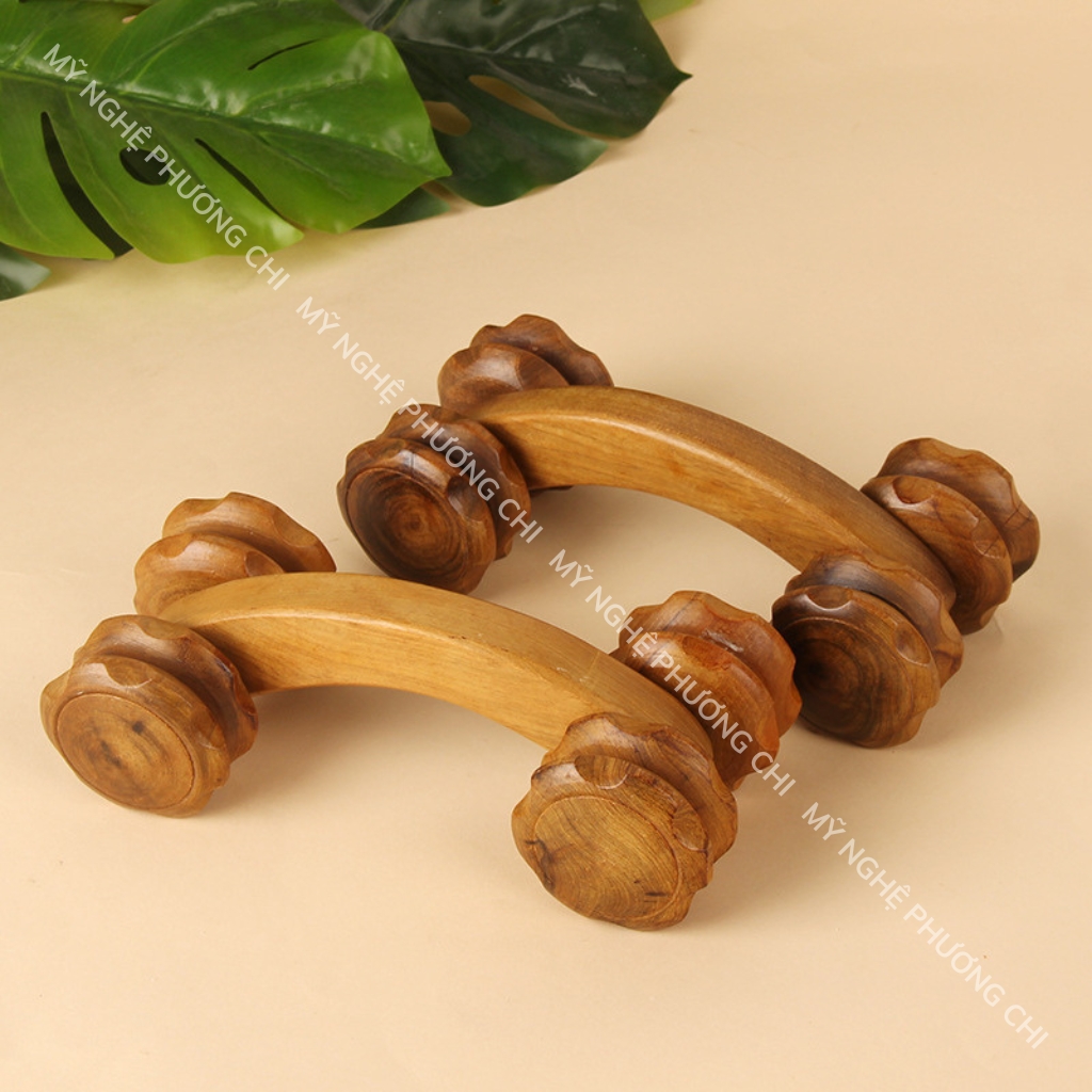 Cây lăn massage toàn thân 4 bánh gai đa năng làm từ gỗ thơm tự nhiên, Cây lăn mát xa | Mỹ Nghệ Phương Chi