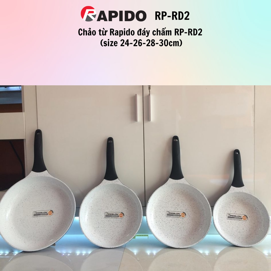 Chảo từ Rapido đáy chấm RP-RD2 dùng cho mọi loại bếp - (24-26-28-30cm) - HÀNG CHÍNH HÃNG