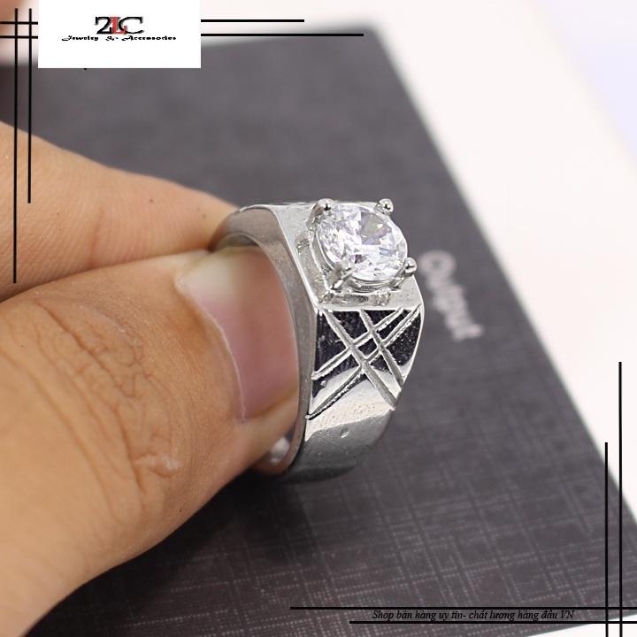 Nhẫn Nam Inox Sọc Xéo Thời Trang Cá Tính Không Đen Thép Không Gỉ - QCNN05