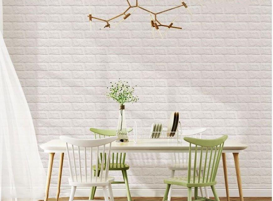 10 Tấm Xốp Dán Tường Giả Gạch Màu Trắng Dày 4mm Khổ 70X77 Cm Chịu Lực, Chịu Nước, Chống Ẩm Mốc Loại Cao Cấp 