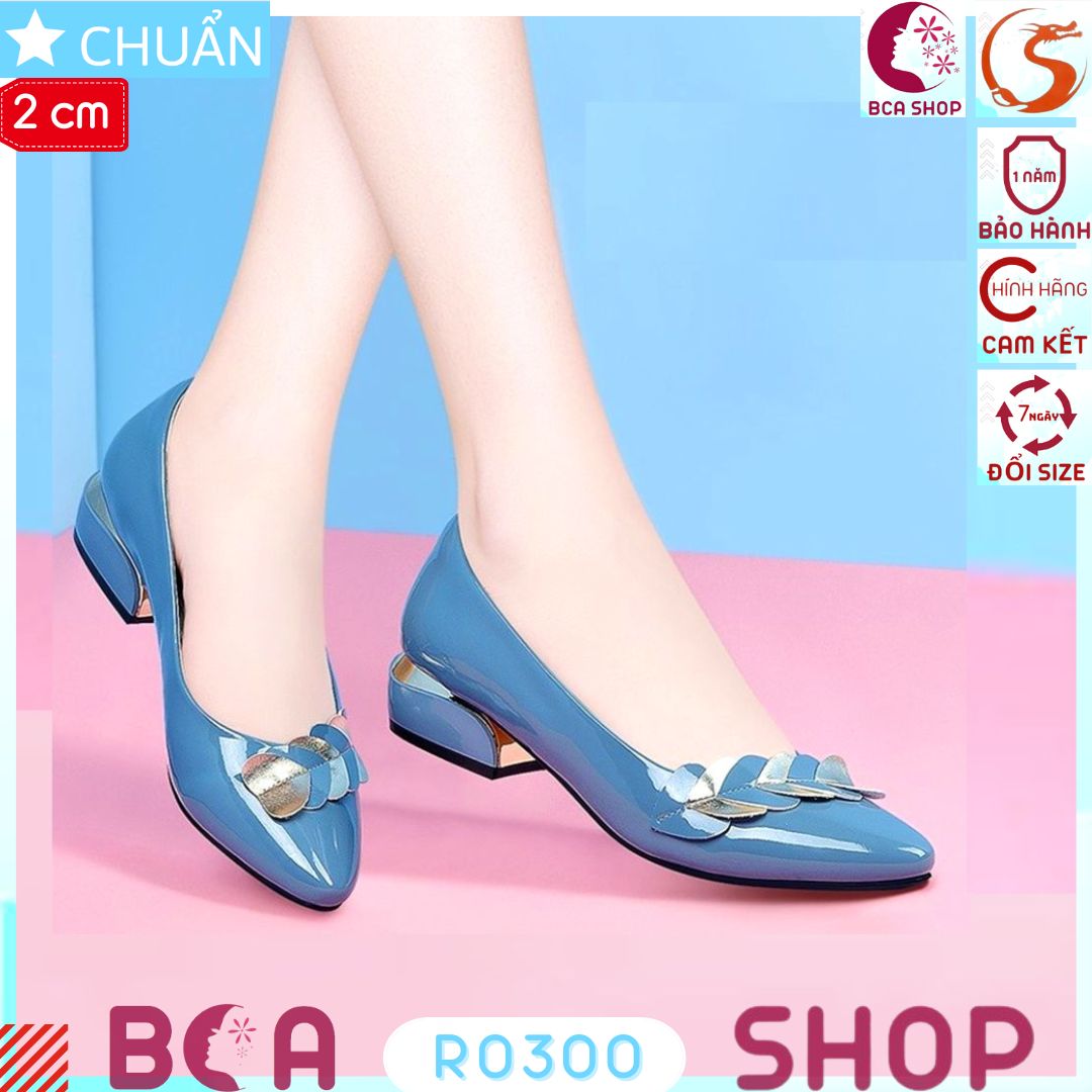 Giày cao gót nữ 2p RO300 ROSATA tại BCASHOP kiểu dáng công sở nổi bật với những trái tim vàng đính xen kẽ - màu xanh