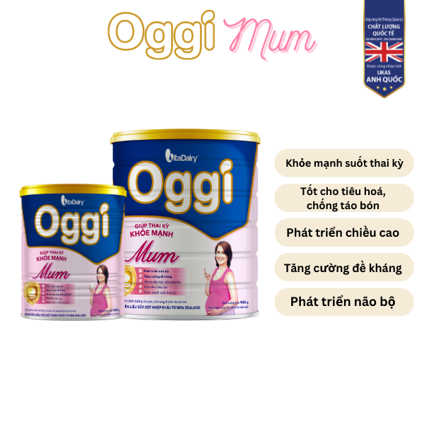 Sữa bột OGGI Mum 900g giúp thai kì khỏe mạnh, tăng cường đề kháng - VitaDairy