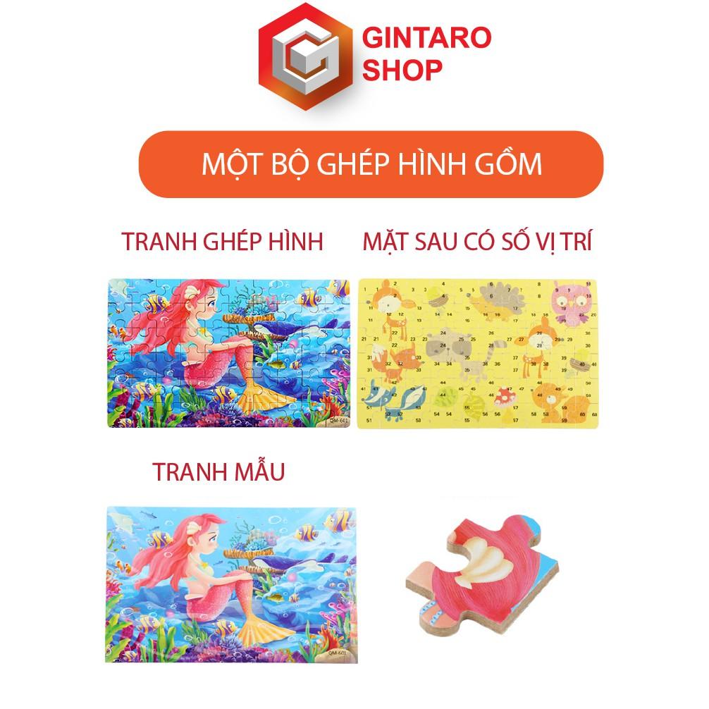 Đồ chơi xếp hình chất lượng cao puzzle , Bộ xếp hình bằng gỗ 60 miếng đa dạng hình ảnh GINTARO SHOP