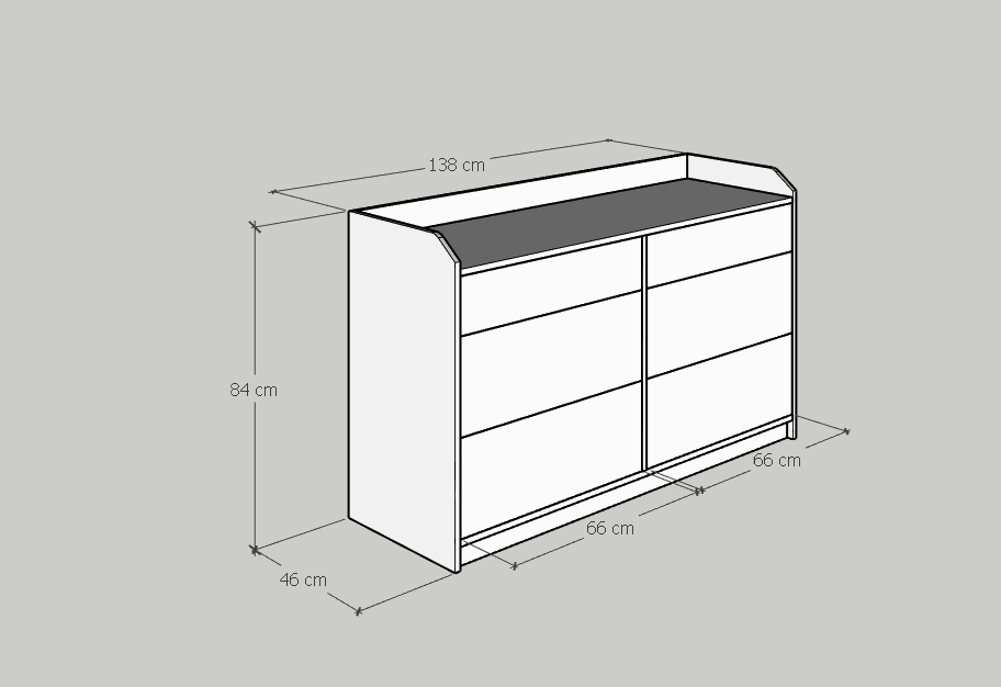 [Happy Home Furniture] CANA,  Tủ 3 tầng - 6 ngăn kéo ,  138cm x 46cm x 84cm ( DxRxC), THK_009