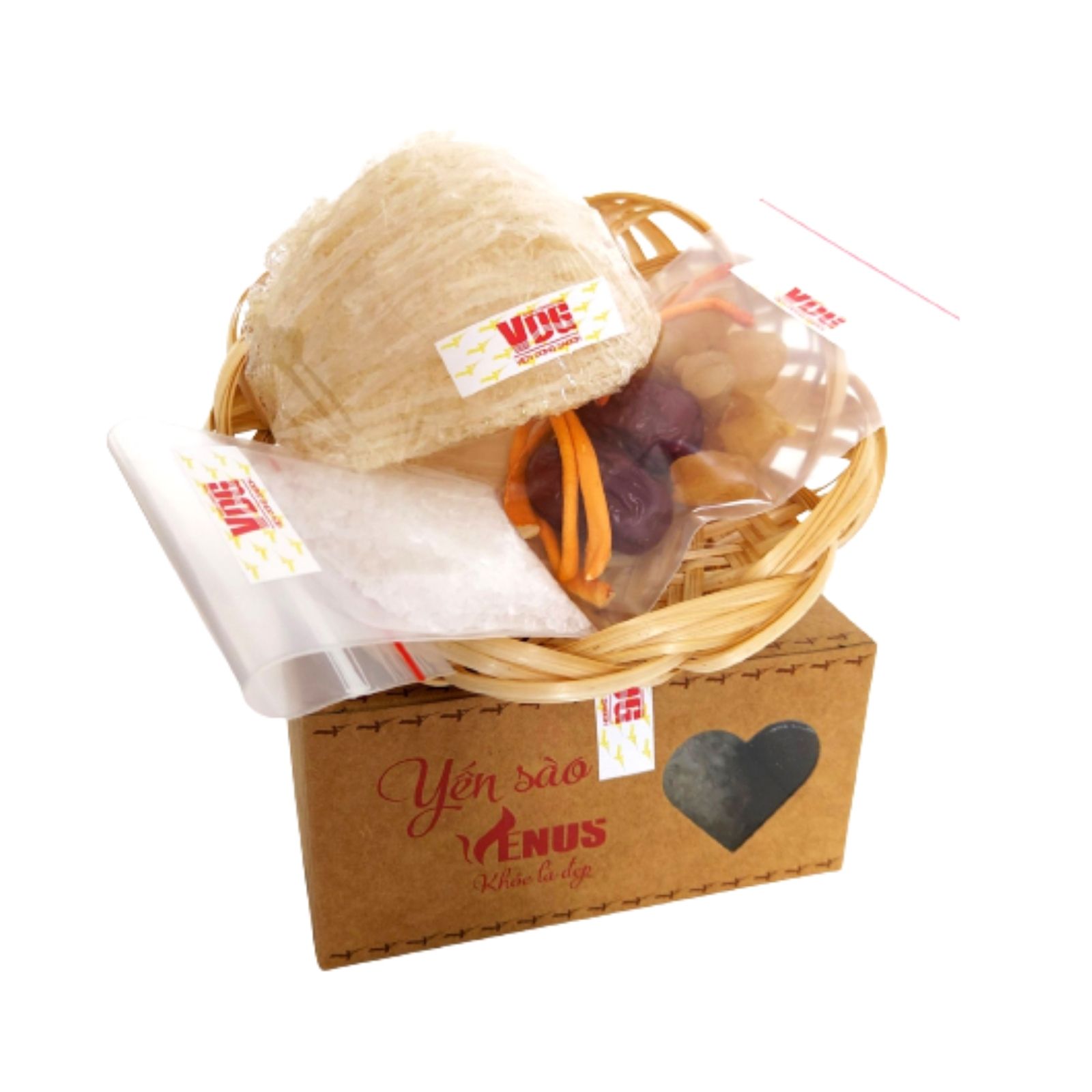Yến sào tinh chế Venus 10g - Khỏe là đẹp, dưỡng nhan, tăng cường sức khỏe - Tặng đông trùng hạ thảo, táo đỏ, đường phèn -