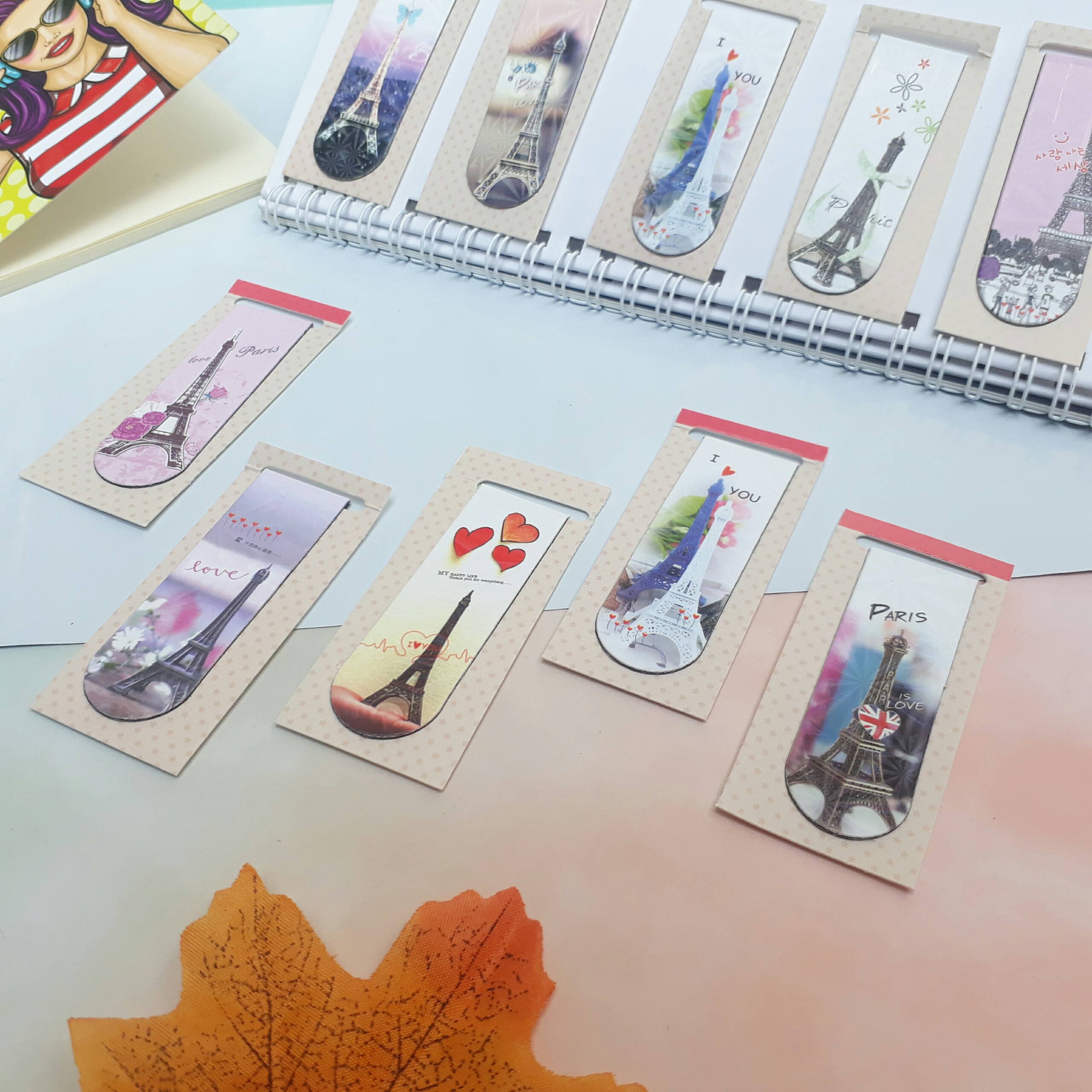 Combo 5 Bookmark Nam Châm Đánh Dấu Sách - Tháp Eiffel