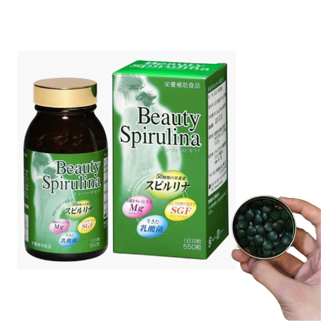 Tảo Beauty Spirulina Nhật Bản 550 viên - Bí quyết trẻ và đẹp của phụ nữ Nhật Bản