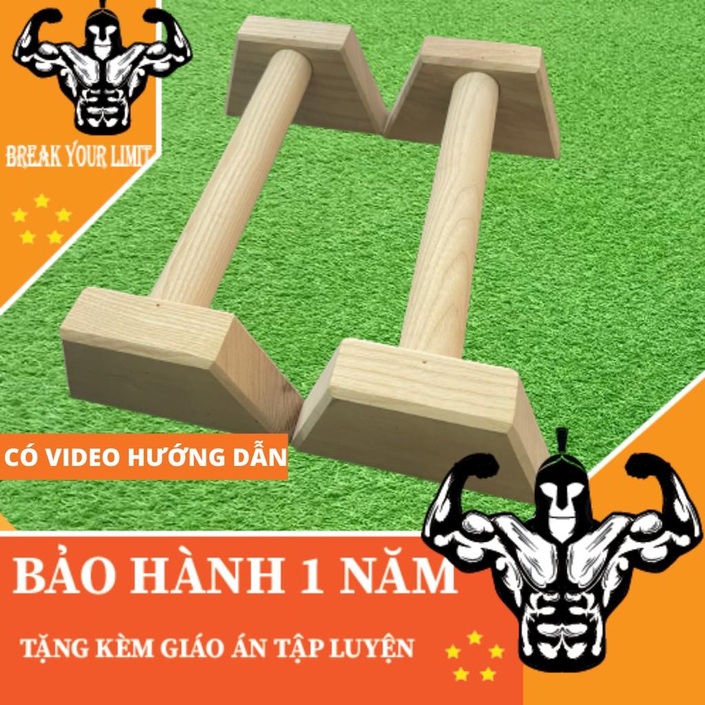 Parallettes gỗ tần bì-dụng cụ chống đẩy ,hít đất tập cơ ngực,planche,handstand,hướng dẫn tập streeworkout, calisthenics