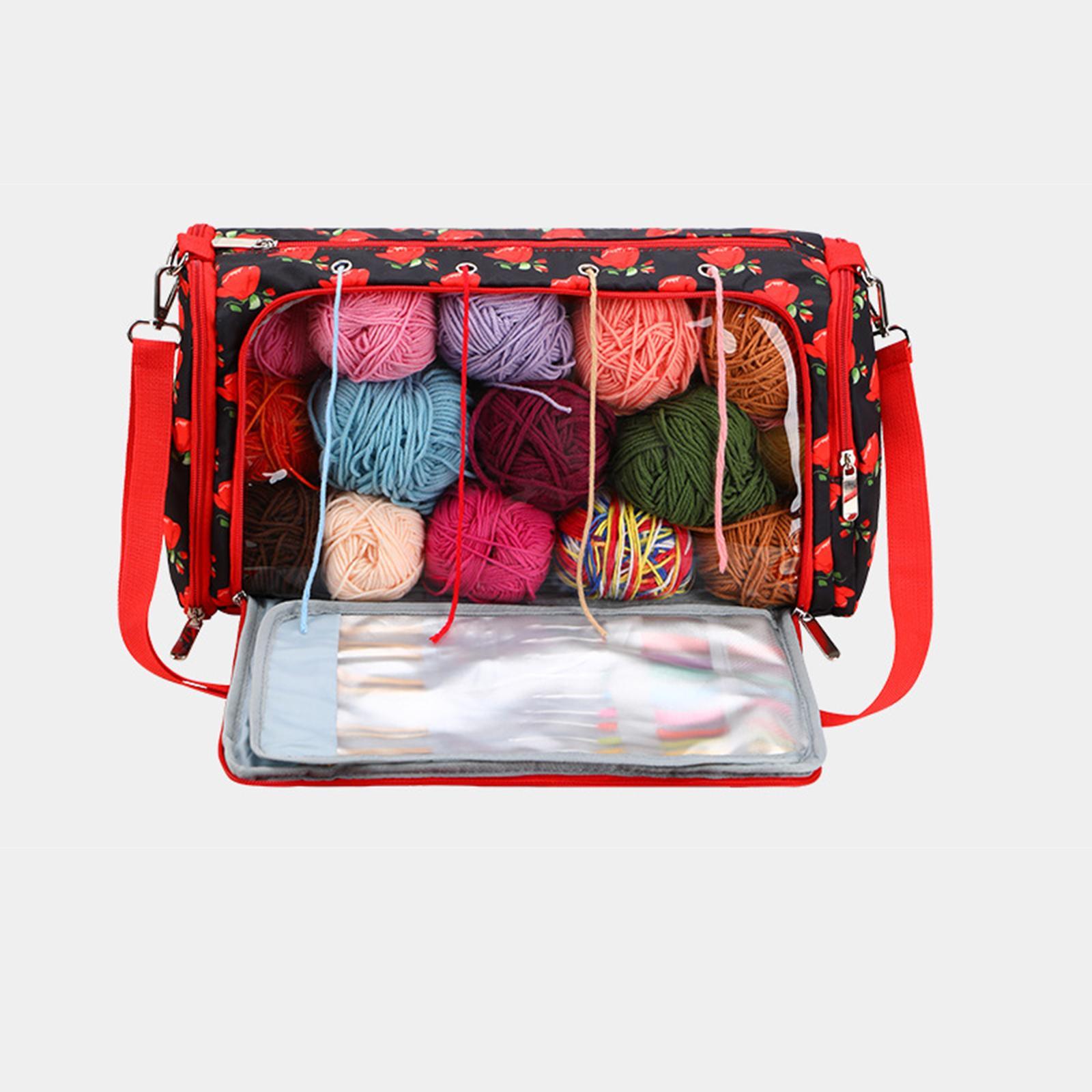 Crochet Tool Storage Bag Yarn Storage Bag Rose Pattern Crochet Bag Organizer