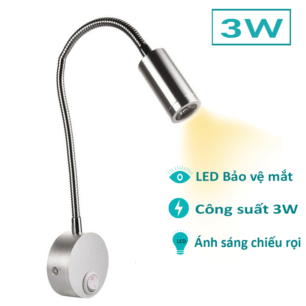 Đèn đọc sách đầu giường Led 3W, Loại gắn tường đầu giường, Ánh sáng chiếu rọi điểm, DW192