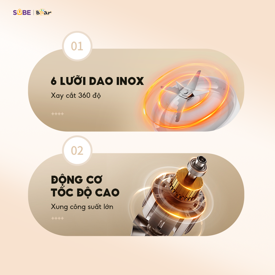 Máy Xay Sinh Tố 1,5L Bear Tích Hợp Máy Xay Tỏi Ớt 2 Cối Xay Đa Năng Xay Đồ Ăn Healthy Eat Clean SB-MX15L - Hàng Chính Hãng