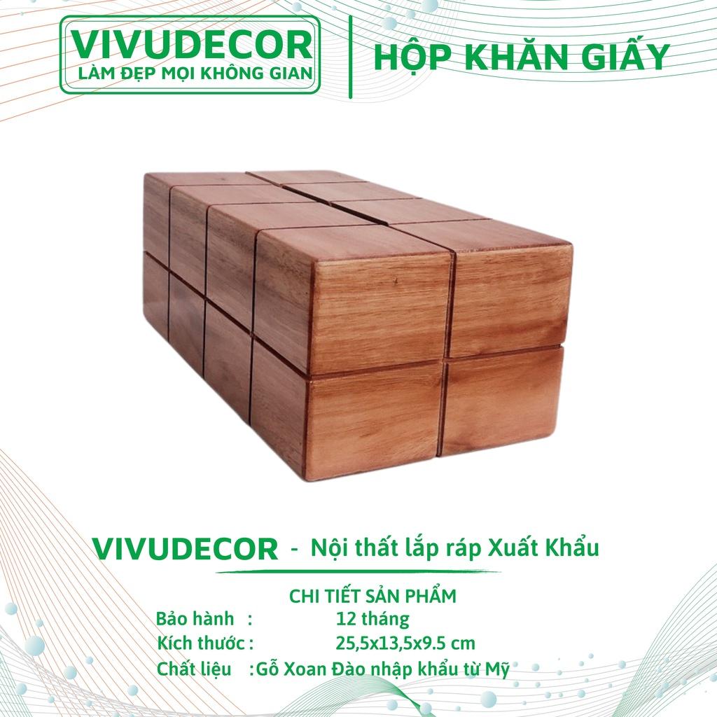 Hộp đựng khăn giấy VIVUDECOR HK01 100% gỗ tự nhiên