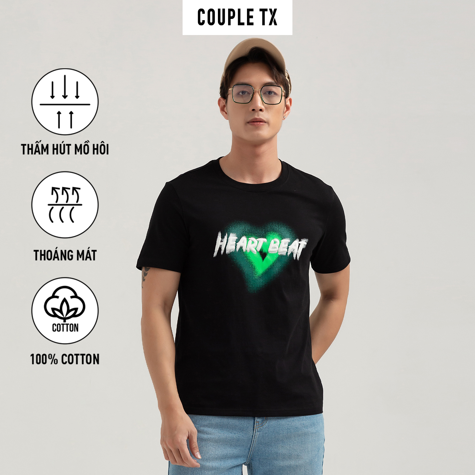 COUPLE TX - Áo Thun Nam Valentine Regular In Graphics Heart Beat MTS 1241