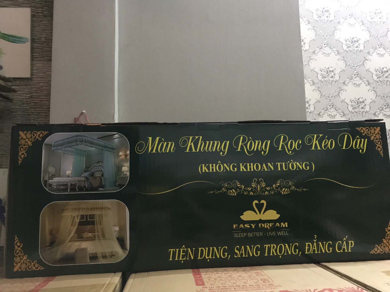 Màn khung ròng rọc không khoan tường kéo dây - mùng ngủ cao cấp EASY DREAM chống muỗi chiều cao inox vòng trên bằng hợp kim nhôm cao cấp hiện đại mẫu mới đẹp nhất hiện nay