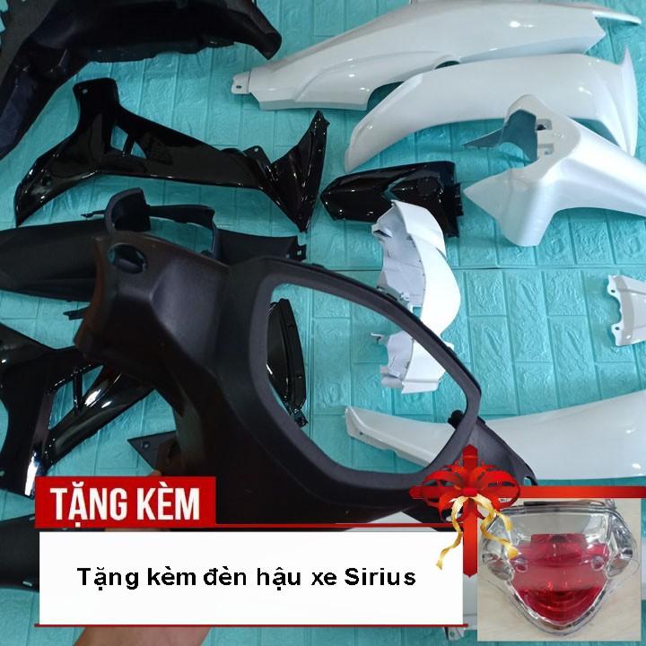 Dàn áo xe dành cho SIRIUS , nhựa ABS nguyên sinh cao cấp màu TRẮNG phanh cơ kèm Củ hậu xe Sirius