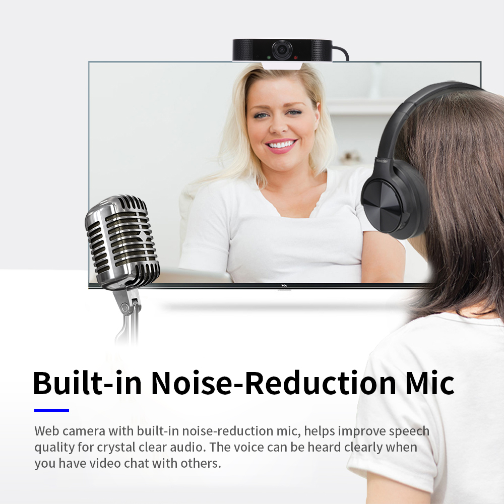 Webcam Góc rộng Di động Độ nét cao USB Tích hợp Micrô S2 1080P