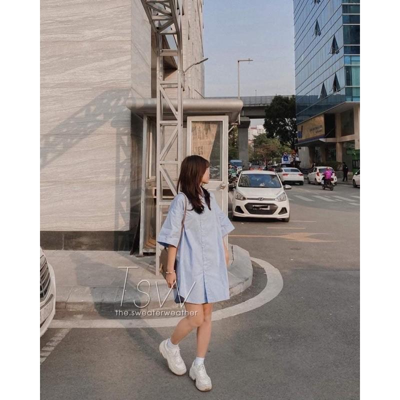 ️ Đầm sơ mi ️ Váy sơ mi Oversize Ulzzang ngắn tay Hot Trend hè 2021