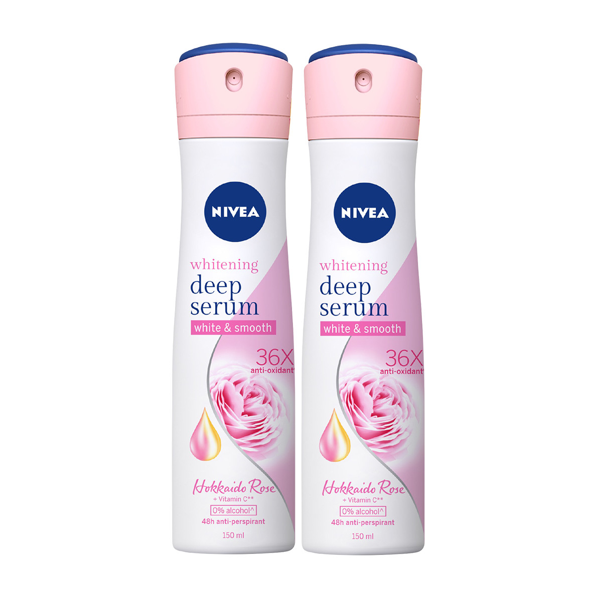 Combo 2 Xịt Serum Ngăn Mùi NIVEA Trắng Mịn Hương Hoa Hồng Hokkaido (150ml) - 85304