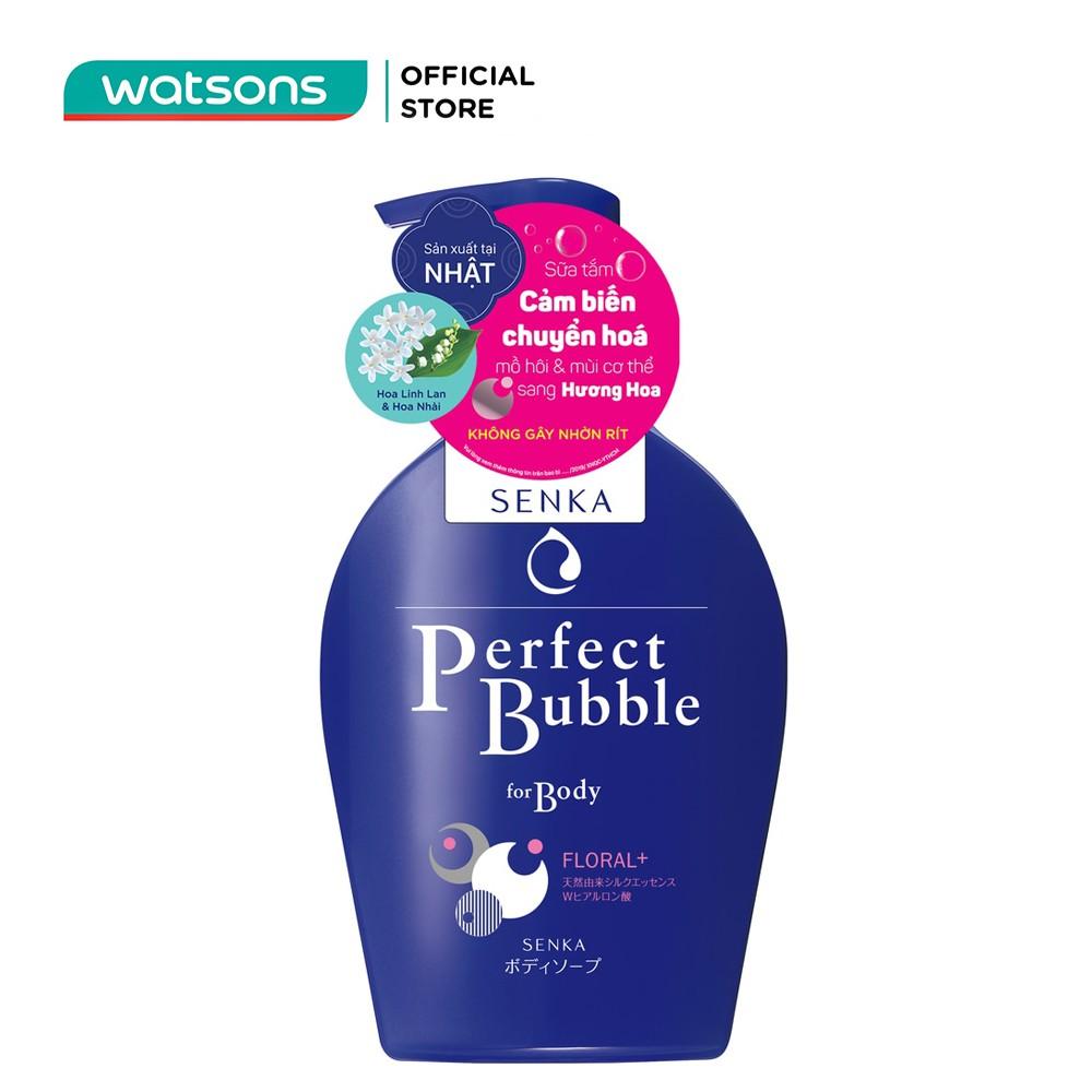 Sữa Tắm Dưỡng Ẩm Senka Perfect Bubble For Body Floral Plus Hương Linh Lan &amp; Hoa Nhài 500ml