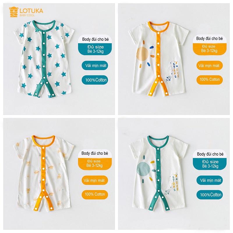 Body cho bé cộc tay chất Cotton 100% mẫu quần áo sơ sinh, Body đùi cho bé trai bé gái màu sắc dễ thương