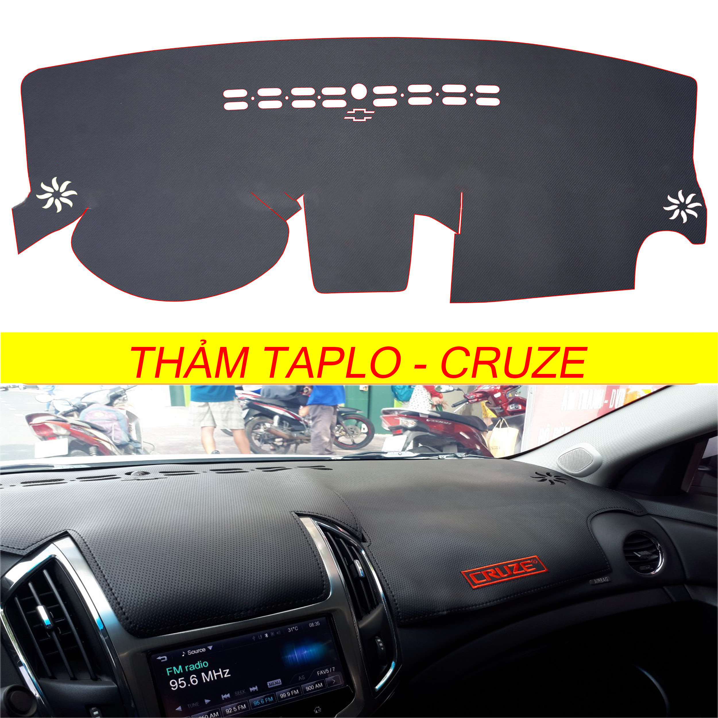 [ CRUZE ] Thảm taplo da cacbon,vân gỗ, da lộn, da pu mới nhất chuẩn form