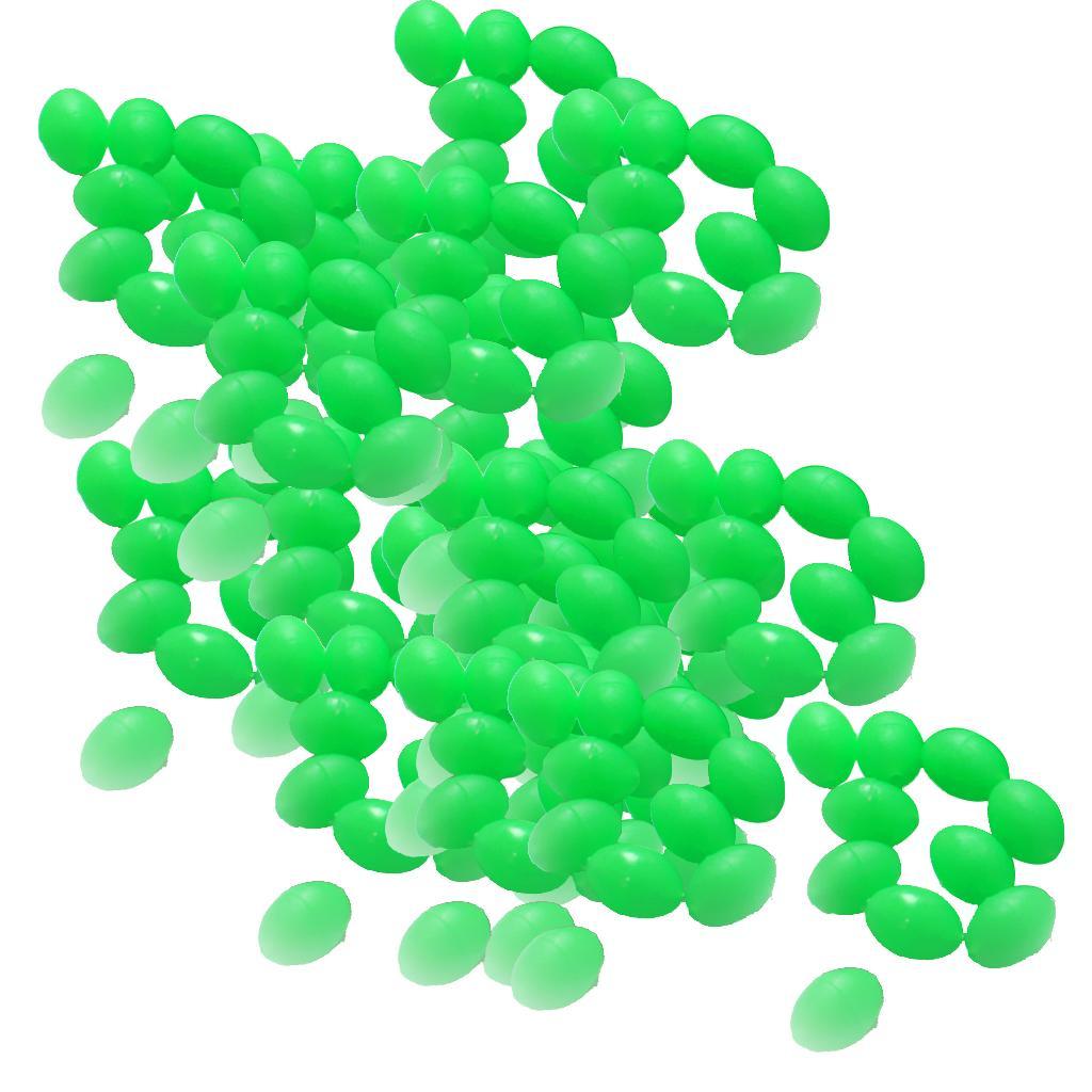 1 Set 200PCS/Set Luminous Fishing Beads Green Assorted Hard Plastic Oval Shaped Bead Glow Fishing Lures Baits Accessory with Fishing Tackle Box