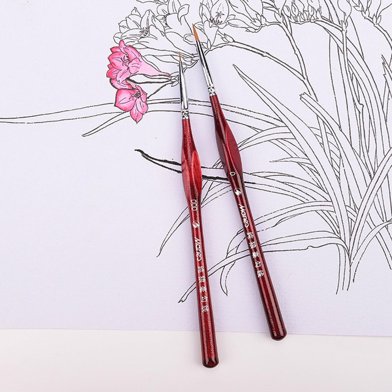 9Pcs Fine Point Tip Artist Liner Brush Set for Detail Watercolor Acrylic Oil