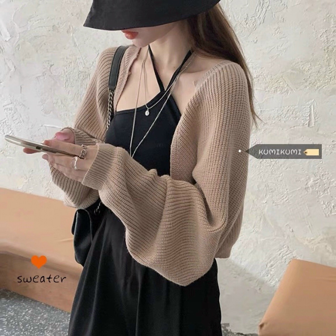 ÁO KHOÁC CARDIGAN LEN DÁNG LỬNG-ÁO LEN CROPTOP SIÊU XINH)-BU FASHION