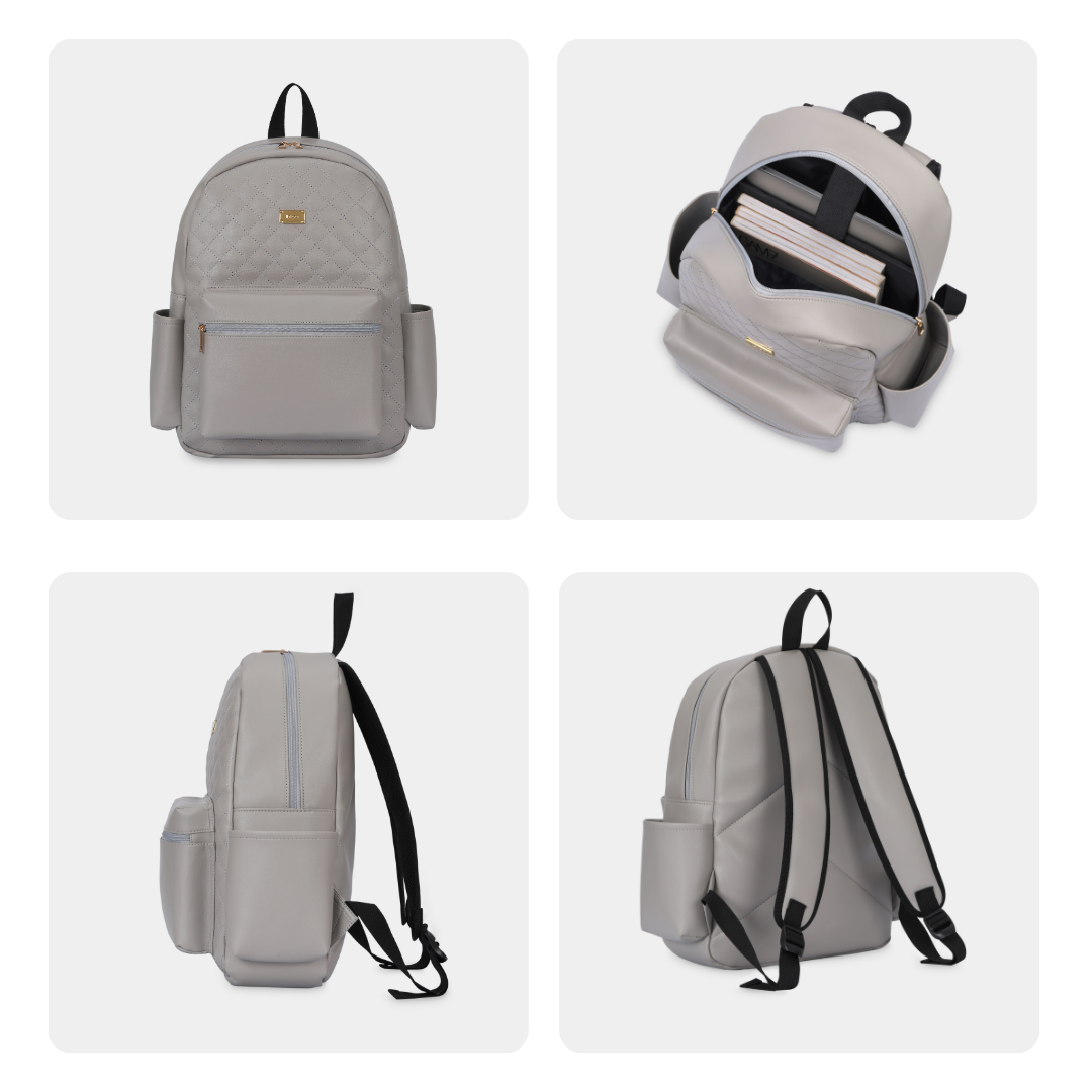 Ba lô công sở thời trang nữ IDIGO UBP2 – 6035 , Balo da nữ họa tiết chần trám thanh lịch đựng laptop 14 inch