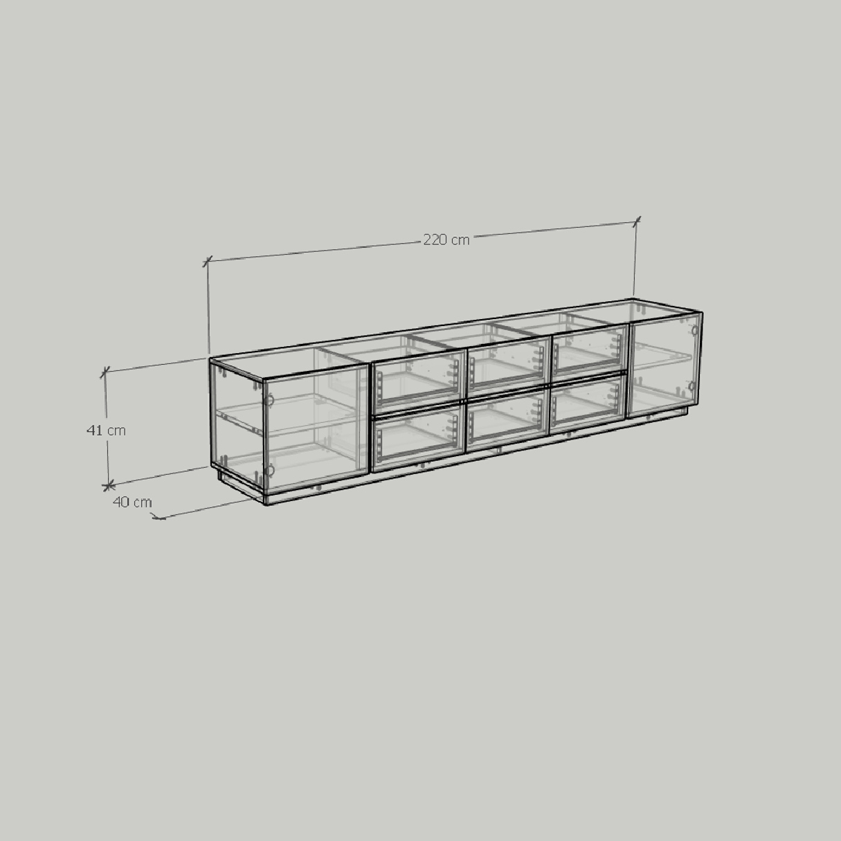 [Happy Home Furniture] MACRO, Kệ Tivi nhiều ngăn, 220cm x 40cm x 46cm ( DxRxC)   , KTV_002