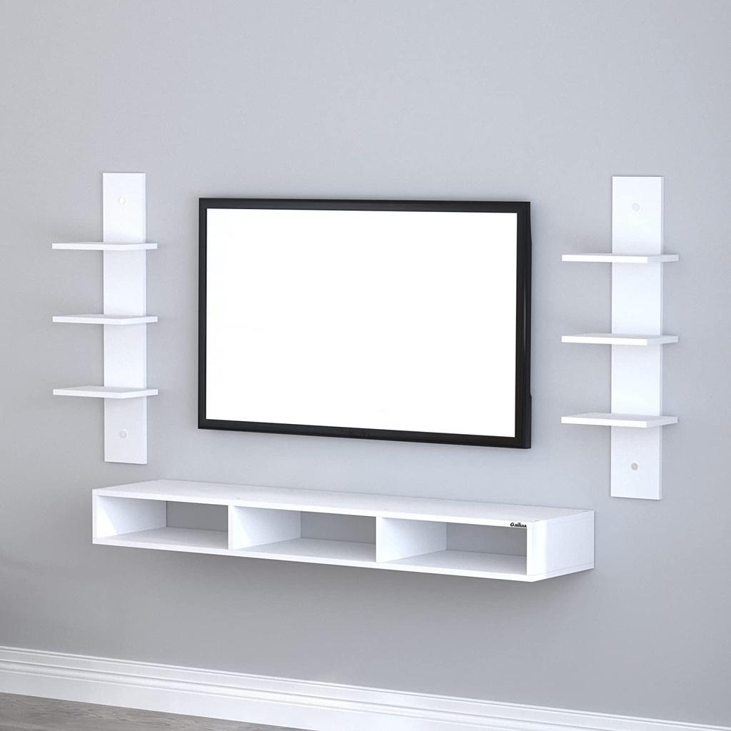 Kệ tủ tivi treo tường phòng khách màu trắng và phòng ngủ FINILI thiết kế hiện đại FNLO4.7