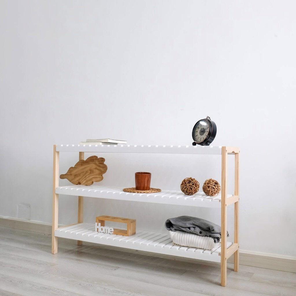 Kệ Gỗ Để Giày Dép 2 Tầng ,Kệ Đa Năng 2 Tầng Bằng Gỗ Thông Dài 80 cm