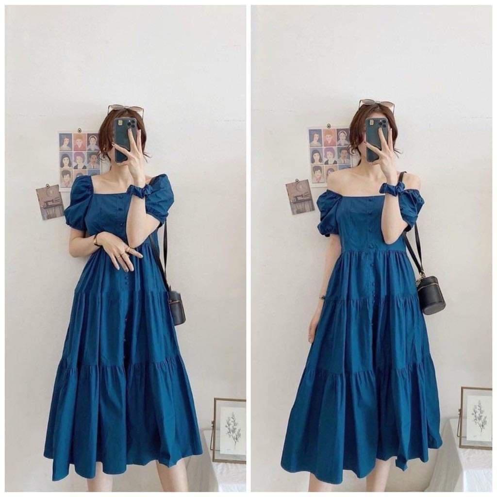 Đầm bầu cổ vuông trễ vai thời trang thiết kế xinh xắn MSP145 Mom and Baby