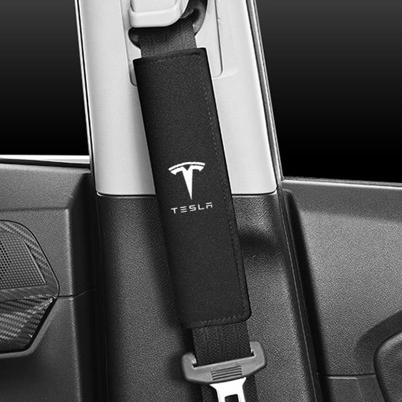 2 Cái/bộ Dây An Toàn Xe Hơi Dành Cho Mẫu Tesla Model 3 Mẫu Model S Model X Y 2021 Biến Lông Da Đeo Vai bảo Vệ Đệm An Toàn Dây Lưng