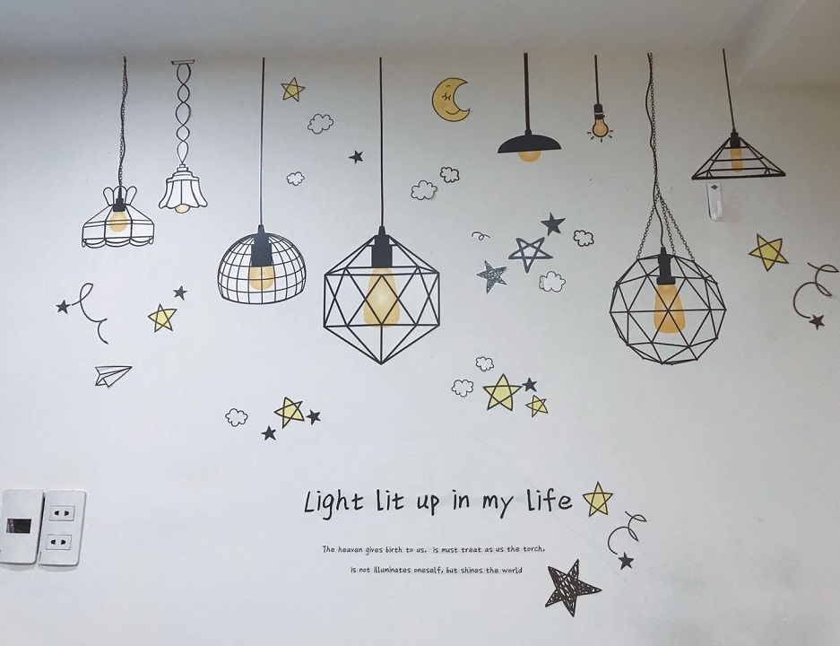 Decal dán tường bóng đèn phát sáng hiện đại sang trọng
