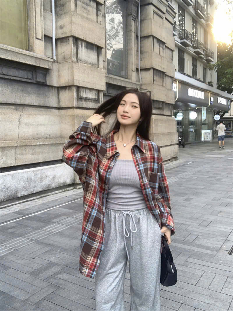 Áo sơ mi nữ form rộng 2N Unisex somi khoác ngoài kẻ sọc số 18