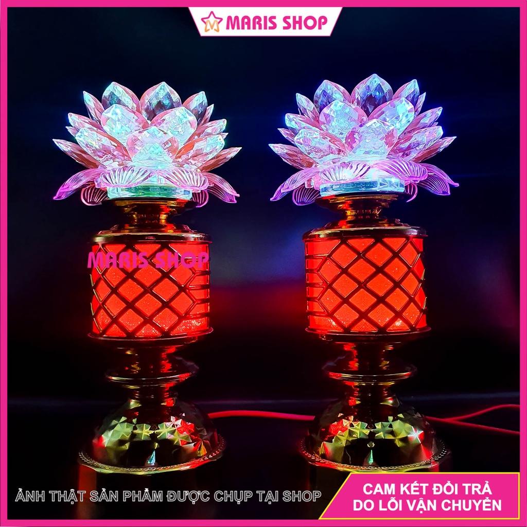 Đèn thờ hoa sen kích thước lớn cao 26cm sử dụng mạch LED cao cấp, đèn bàn thờ Phật [MR-HTSE7