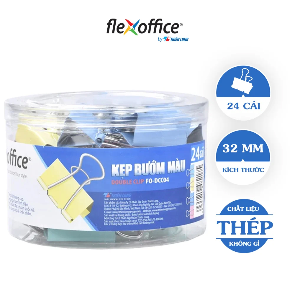 Kẹp bướm màu Flexoffice 32mm FO-DCC04