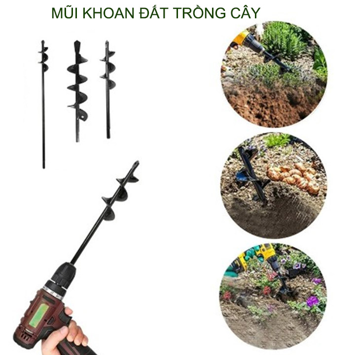 Mũi khoan đất trồng cây, loại đường kính 4-5cm, chiều dài 22-45cm tùy chọn